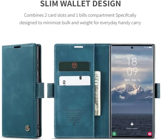 CaseMe 013 Samsung Galaxy S25 Ultra Hoesje Book Case met Standaard Blauw afbeelding 6