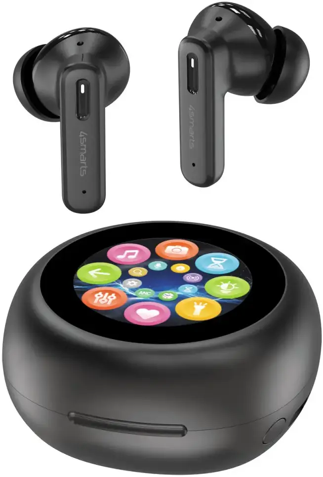 4smarts SkyBuds Screen ANC TWS Headset Draadloze Oordopjes Zwart afbeelding 1