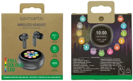4smarts SkyBuds Screen ANC TWS Headset Draadloze Oordopjes Zwart afbeelding 12