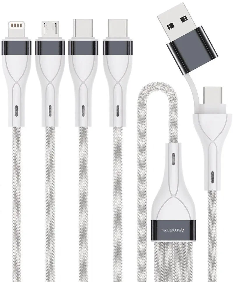 4smarts 4in2 Multi oplaadkabel 25cm Wit afbeelding 1