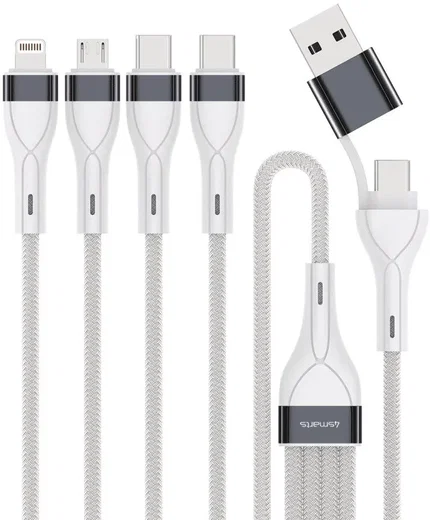 4smarts 4in2 Multi oplaadkabel 25cm Wit afbeelding 1