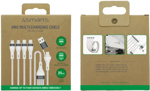 4smarts 4in2 Multi oplaadkabel 25cm Wit afbeelding 9