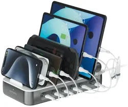 4Smarts Team 100W Laadstation 5x USB-C 1x USB-A Oplader Grijs afbeelding