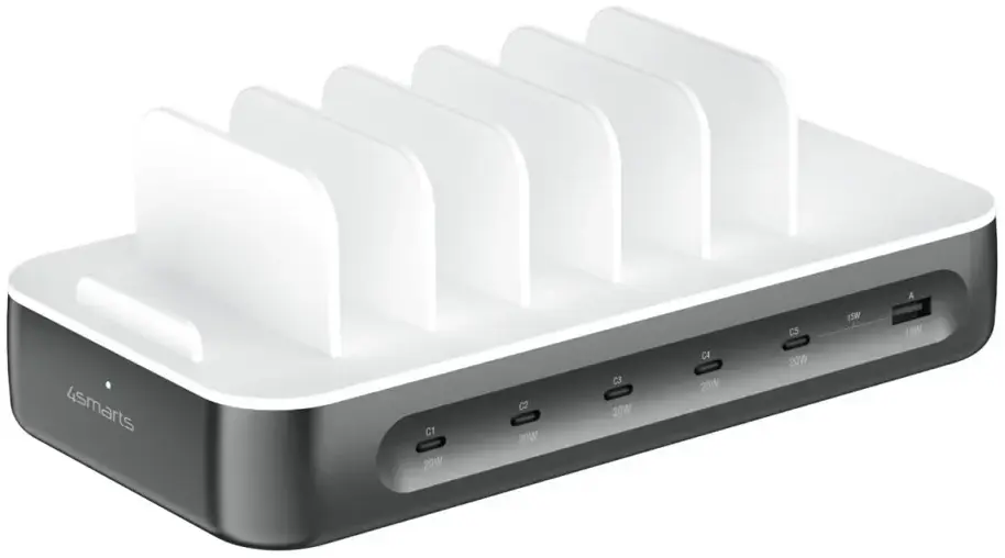 4Smarts Team 100W Laadstation 5x USB-C 1x USB-A Oplader Grijs afbeelding 2