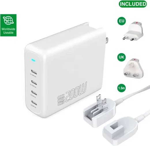 4smarts Charger GaN Flex Pro 200W 4 USB-C Wit afbeelding 1