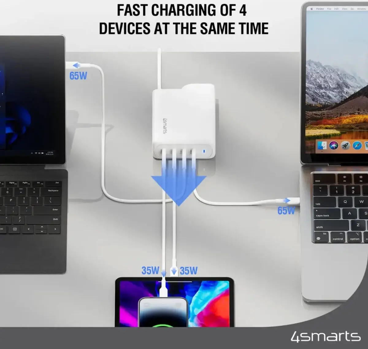 4smarts Charger GaN Flex Pro 200W 4 USB-C Wit afbeelding 2