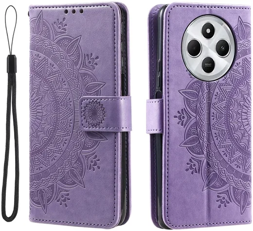 Xiaomi Redmi 14C Hoesje Mandala Book Case met Pasjeshouder Paars afbeelding 1