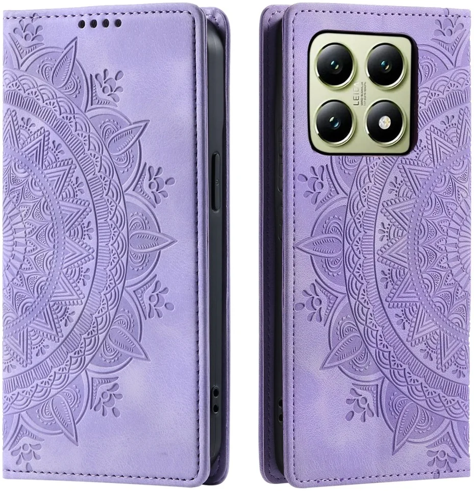 Xiaomi 14T Hoesje Mandala Book Case met Pasjeshouder Paars afbeelding 1