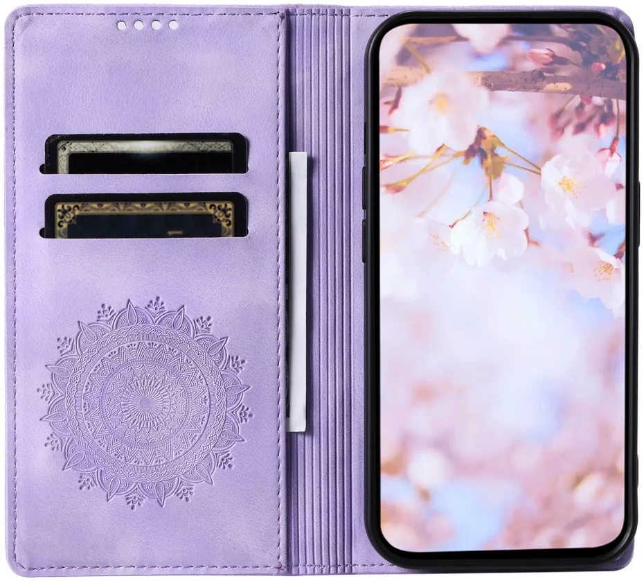 Xiaomi 14T Hoesje Mandala Book Case met Pasjeshouder Paars afbeelding 2