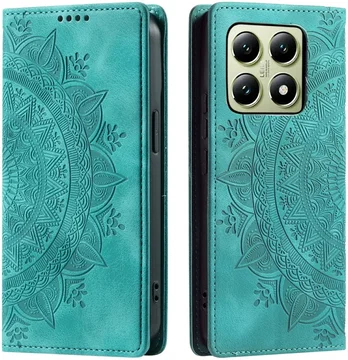 Xiaomi 14T Hoesje Mandala Book Case met Pasjeshouder Groen