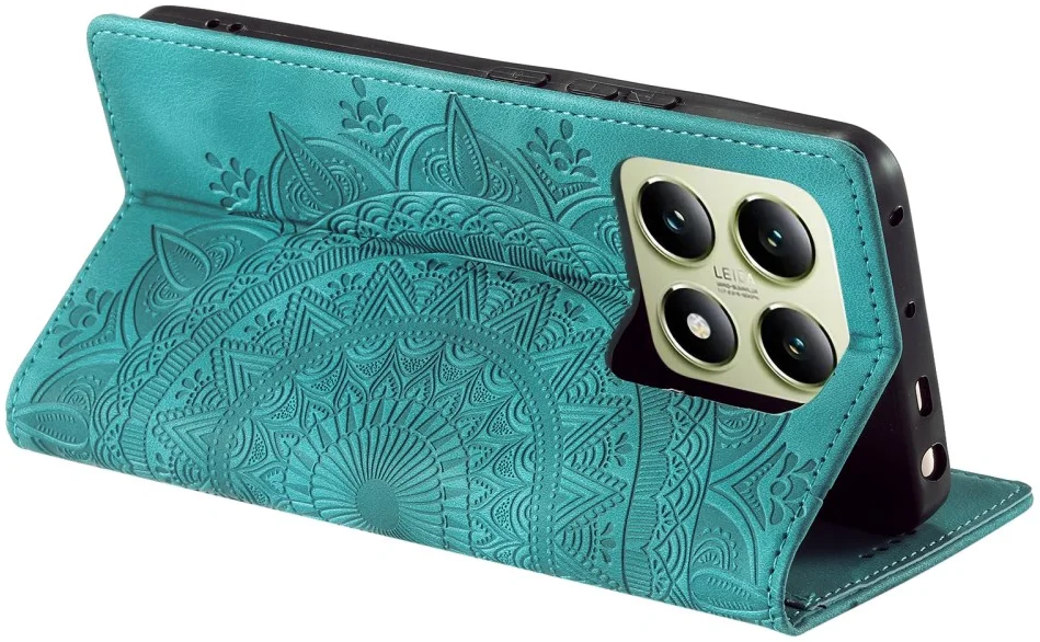 Xiaomi 14T Hoesje Mandala Book Case met Pasjeshouder Groen afbeelding 7