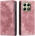 Xiaomi 14T Hoesje Mandala Book Case met Pasjeshouder Roze Goud