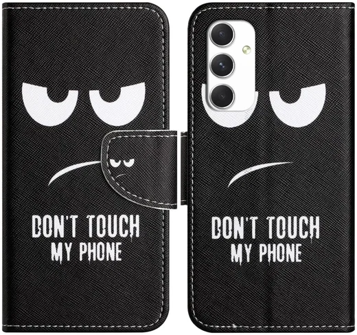 Samsung Galaxy A16 Hoesje Portemonnee Book Case Don't Touch Print afbeelding 1