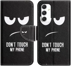 Samsung Galaxy A16 Hoesje Portemonnee Book Case Don't Touch Print afbeelding
