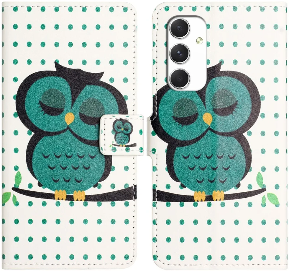 Samsung Galaxy A16 Hoesje Portemonnee Book Case Uil Print afbeelding 1