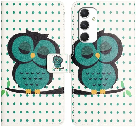Samsung Galaxy A16 Hoesje Portemonnee Book Case Uil Print afbeelding 1
