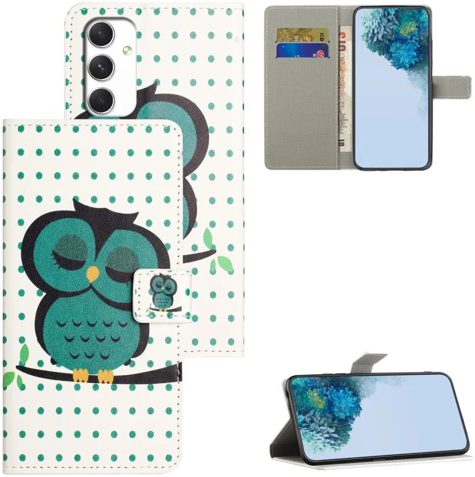 Samsung Galaxy A16 Hoesje Portemonnee Book Case Uil Print afbeelding 6