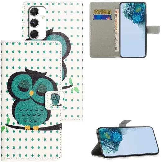 Samsung Galaxy A16 Hoesje Portemonnee Book Case Uil Print afbeelding 6