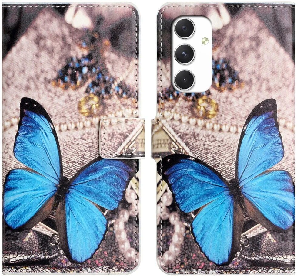 Samsung Galaxy A16 Hoesje Portemonnee Book Case Butterfly Print afbeelding 1