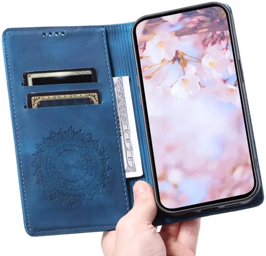 Samsung Galaxy A16 Hoesje Mandala Book Case met Pasjeshouder Blauw afbeelding 7