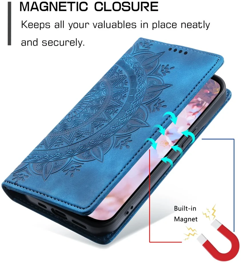 Samsung Galaxy A16 Hoesje Mandala Book Case met Pasjeshouder Blauw afbeelding 3