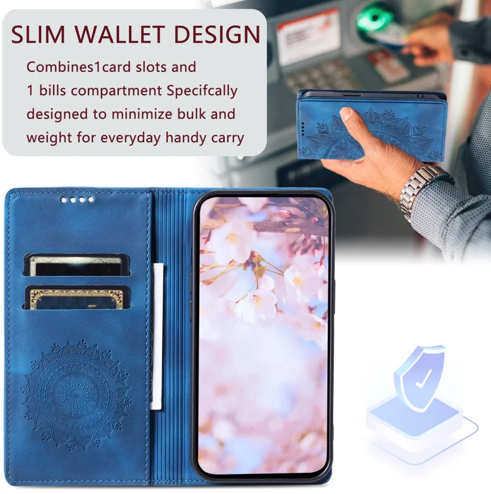 Samsung Galaxy A16 Hoesje Mandala Book Case met Pasjeshouder Blauw afbeelding 4