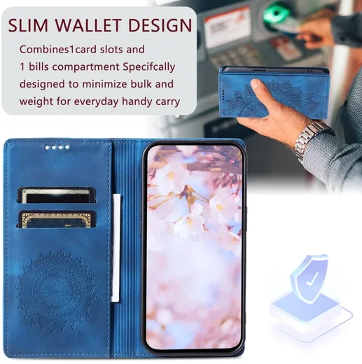 Samsung Galaxy A16 Hoesje Mandala Book Case met Pasjeshouder Blauw afbeelding 4