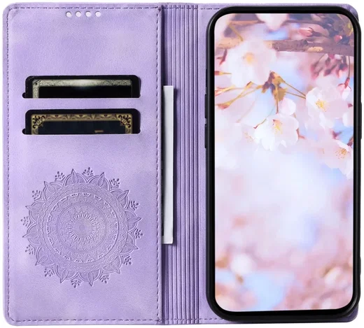 Samsung Galaxy A16 Hoesje Mandala Book Case met Pasjeshouder Paars afbeelding 2
