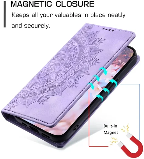 Samsung Galaxy A16 Hoesje Mandala Book Case met Pasjeshouder Paars afbeelding 3