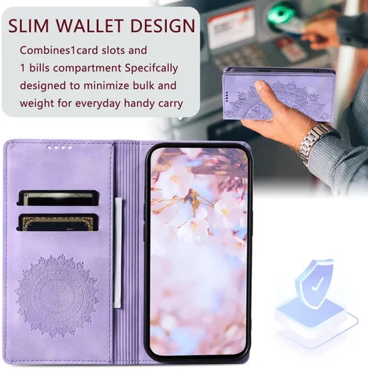 Samsung Galaxy A16 Hoesje Mandala Book Case met Pasjeshouder Paars afbeelding 4