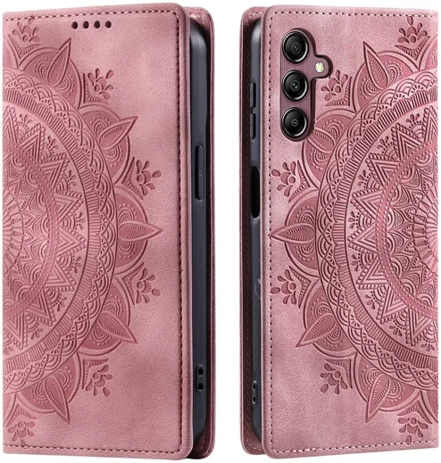 Samsung Galaxy A16 Hoesje Mandala Book Case met Pasjeshouder Roze Goud afbeelding 1