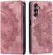Samsung Galaxy A16 Hoesje Mandala Book Case met Pasjeshouder Roze Goud