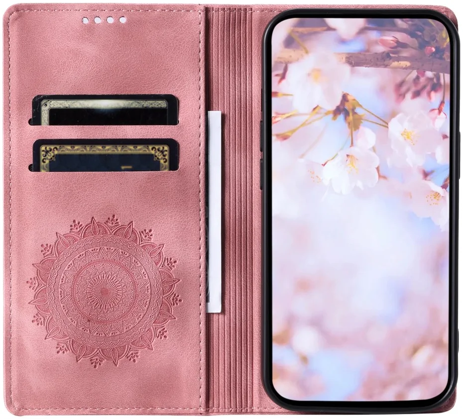 Samsung Galaxy A16 Hoesje Mandala Book Case met Pasjeshouder Roze Goud afbeelding 2