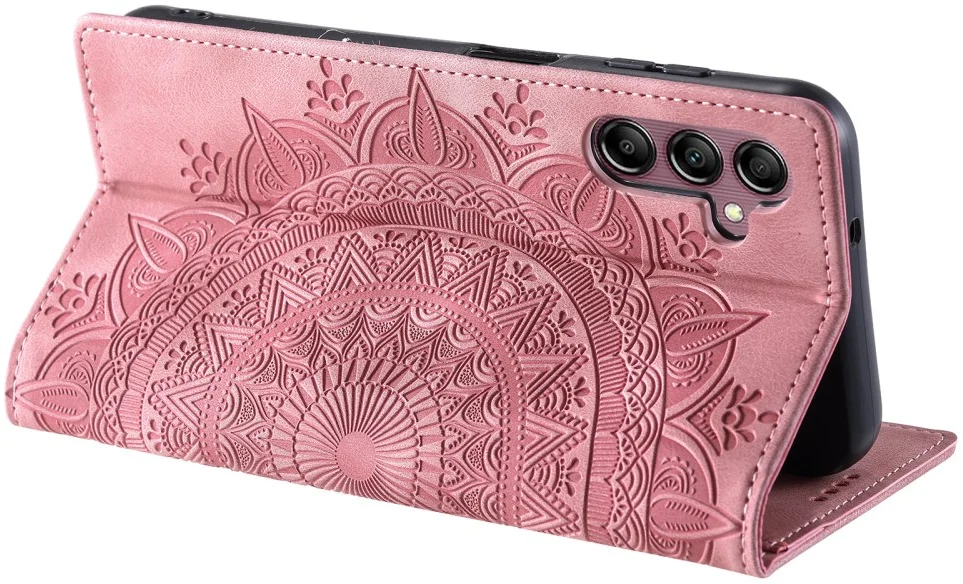 Samsung Galaxy A16 Hoesje Mandala Book Case met Pasjeshouder Roze Goud afbeelding 6