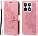 Xiaomi 14T Pro Hoesje Bloemen Print Wallet Book Case Roze