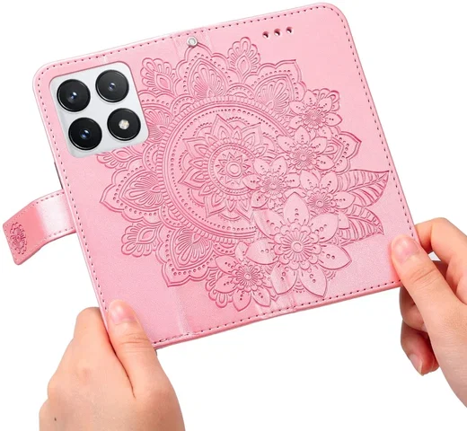 Xiaomi 14T Pro Hoesje Bloemen Print Wallet Book Case Roze afbeelding 12