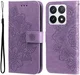 Xiaomi 14T Pro Hoesje Bloemen Print Wallet Book Case Paars