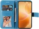 Xiaomi 14T Pro Hoesje Bloemen Print Wallet Book Case Blauw afbeelding 2