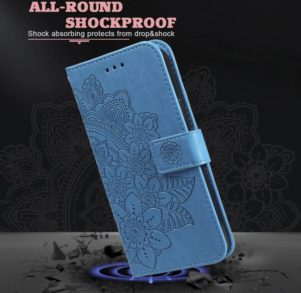 Xiaomi 14T Pro Hoesje Bloemen Print Wallet Book Case Blauw afbeelding 5