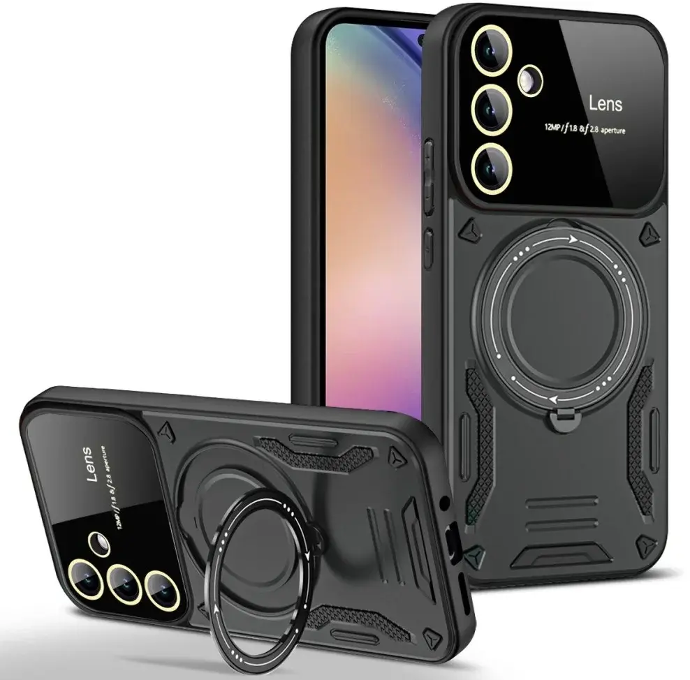 Samsung Galaxy A16 Hoesje Magnetische Kickstand Back Cover Zwart afbeelding 1