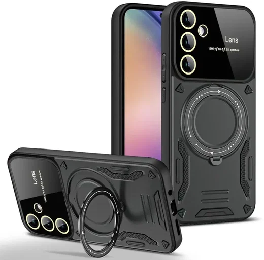 Samsung Galaxy A16 Hoesje Magnetische Kickstand Back Cover Zwart afbeelding 1