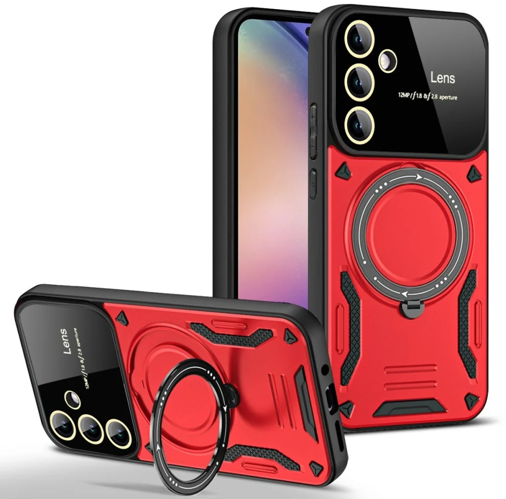 Samsung Galaxy A16 Hoesje Magnetische Kickstand Back Cover Rood afbeelding 1