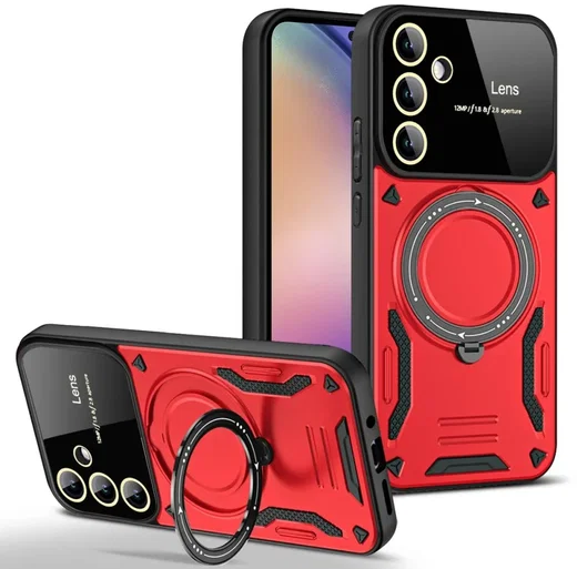 Samsung Galaxy A16 Hoesje Magnetische Kickstand Back Cover Rood afbeelding 1