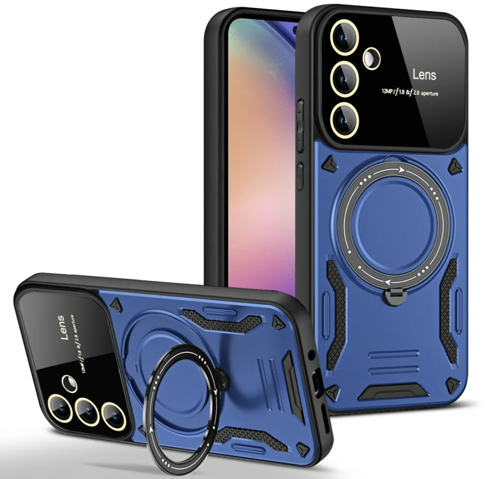 Samsung Galaxy A16 Hoesje Magnetische Kickstand Back Cover Blauw afbeelding 1