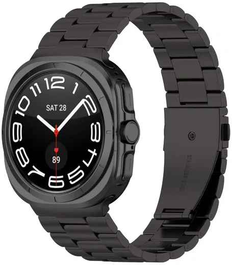 Samsung Galaxy Watch Ultra / 2 Bandje - Roestvrij Staal Vlindersluiting - Zwart afbeelding 2