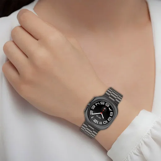 Samsung Galaxy Watch Ultra / 2 Bandje - Roestvrij Staal Vlindersluiting - Zwart afbeelding 8