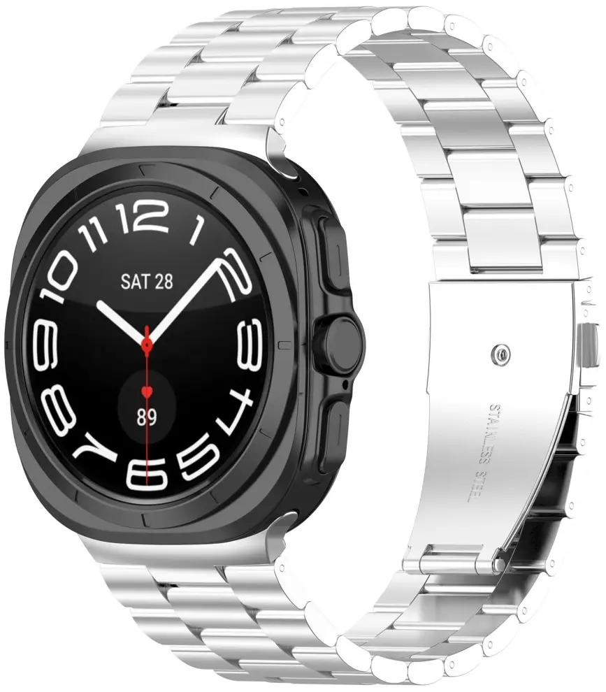 Samsung Galaxy Watch Ultra / 2 Bandje - Roestvrij Staal Vlindersluiting - Zilver afbeelding 2