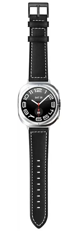 Samsung Galaxy Watch Ultra / 2 Bandje - Duurzaam Kalfsleer - 47MM - Zwart/Bruin afbeelding 2
