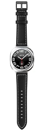 Samsung Galaxy Watch Ultra / 2 Bandje - Duurzaam Kalfsleer - 47MM - Zwart/Bruin afbeelding 2