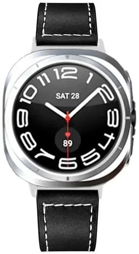 Samsung Galaxy Watch Ultra / 2 Bandje - Duurzaam Kalfsleer - 47MM - Zwart/Bruin afbeelding 3